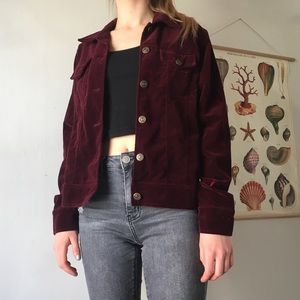 Red velvet suede jacket